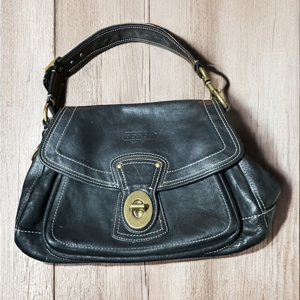 Coach Black Leather Shoulder Bag